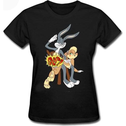 Womens T-Shirt Funny Bugs Bunny Spank Cartoon Punishment Harajuku Cotton Tshirt Casual Hipster Famale Top Tees Plus Size