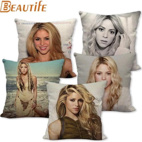 Custom Shakira Nice Pillowcase Wedding Decorative Cotton Linen Pillow Case For Home Pillow Cover 45X45cm One Side