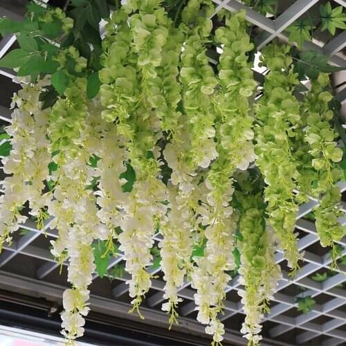 100PCS Artificial Hydrangea Wisteria Flower For DIY Simulation Wedding Arch Square Rattan Wall Hanging Basket