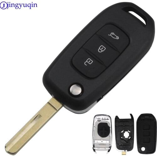 Jingyuqin 10X 3 Buttons Remote Car Key Shell Fob Case Cover For Renault Duster Sandero Logan Clio Captur Laguna Scenic 2015 2016