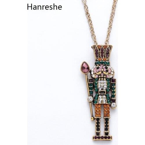 Classic Exquisite Colorful Crystals Nutcracker Ballet Pendant Necklace Women Choker Baby Children Gift Necklace Vintage Jewelry