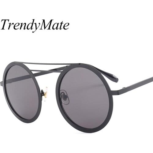 TrendyMate 2018 Round Metal Sunglasses Steampunk Men Women Fashion Glasses Brand Designer Retro Vintage Sunglasses UV400 1271T