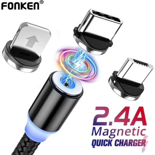 FONKEN Micro USB Magnetic Charger Cable USB Type C Fast Charge Cable For XIaomi Huawei Samsung Magnet Cable For Iphone 11pro Max