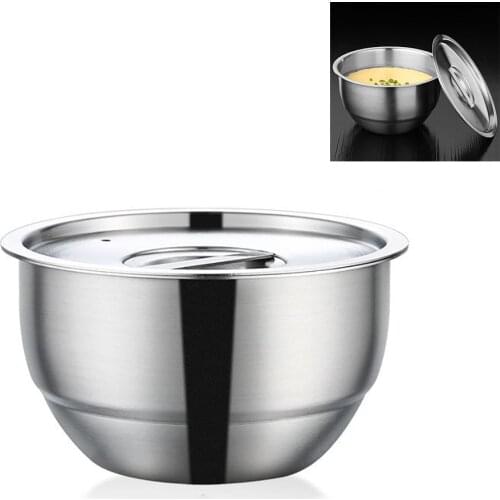 Stainless Steel Steaming Egg Bowls With Lid Anti-scald Food Mixing Bowl DIY Cake Bread Mixer Kitchen Utensil Bowl