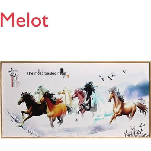 New Chinese Pendant Hotel Living Room Sofa Background Wall Decorations Chinese Painting Landscape Painting Two Horses Landscape