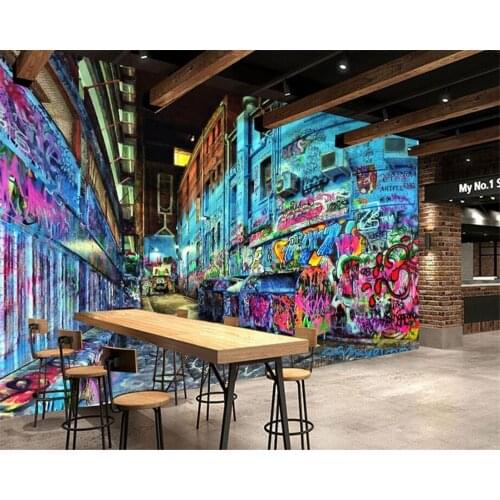 Beibehang Custom Wallpaper Personalized Stereo Street Graffiti Animals Trend Element Tooling TV Background Wall 3d wallpaper