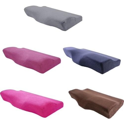 Fityle Velvet Memory Foam Neck Pillow Sleep Rest Relief Orthopaedic Bed Pillow Queen Size Breathable Washable