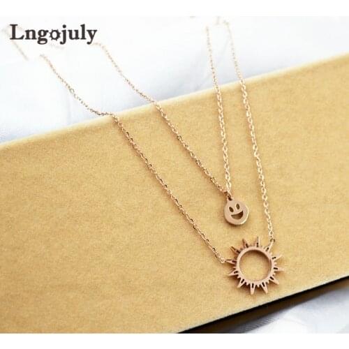 New Titanium Steel Smile Necklaces For Women Anniversary Engagement Wedding Party Necklace Accessoeries Jewelry Gift Wholesale