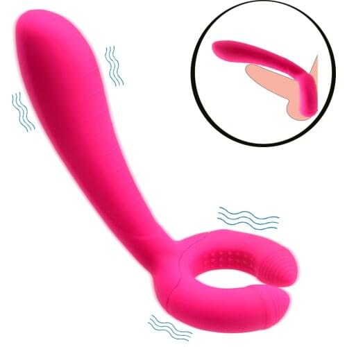 Couples Vibrating Penis Ring Dildo Vibrator 2 in 1 G-Spot Vagina Clitoris Stimulate Male Prostate Massager Sex Toys for Men