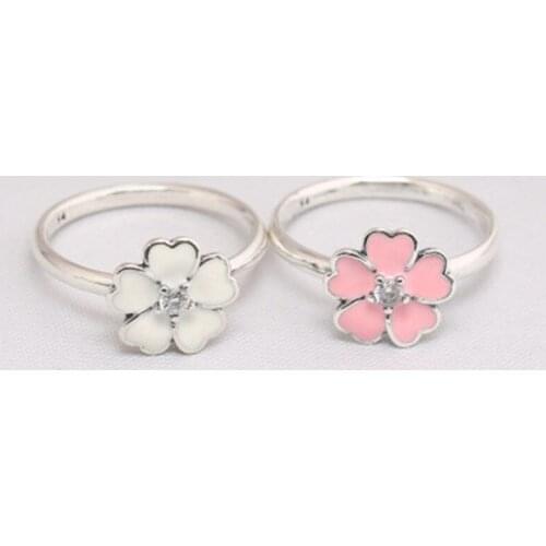 Popular Famous Brand Enamel Cherry Blossom Design 925 Sterling Silver Cherry Ring Silver 925 jewelry Girl Birthday