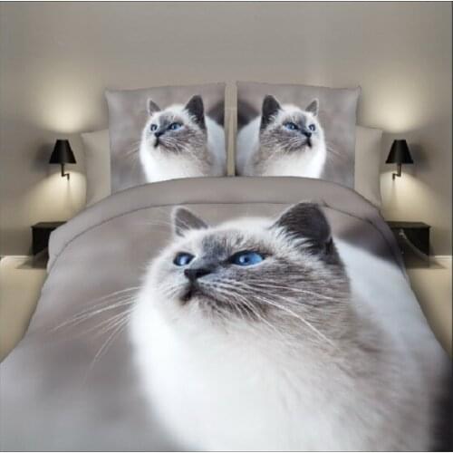 Bed Linens 5d Dekbedovertrek King Size Bedding Luxury 220*240 Duvet Cover Set Western Style Tiger,white Cat Bedsheets Beddengoed