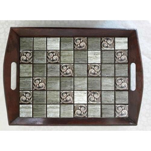 Tea set, wooden tray, Coffee tables, Handmade Tea Tray ,Real mosaic surface, serving tray, Drink ware, trays decorative, ramadan