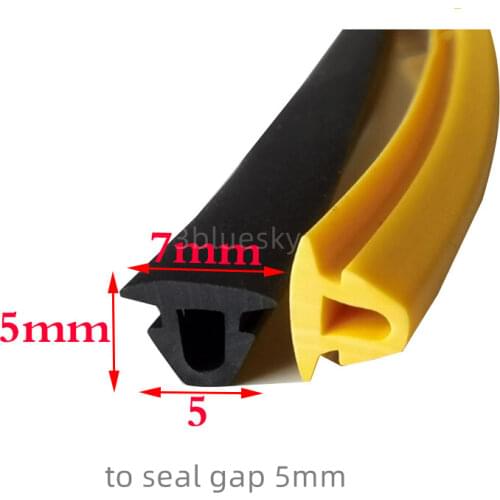 Rubber Sealing Strip Gasket Cushion for Glass Metal Car Wood Panel Board Edge Encloser Shield Black Yellow