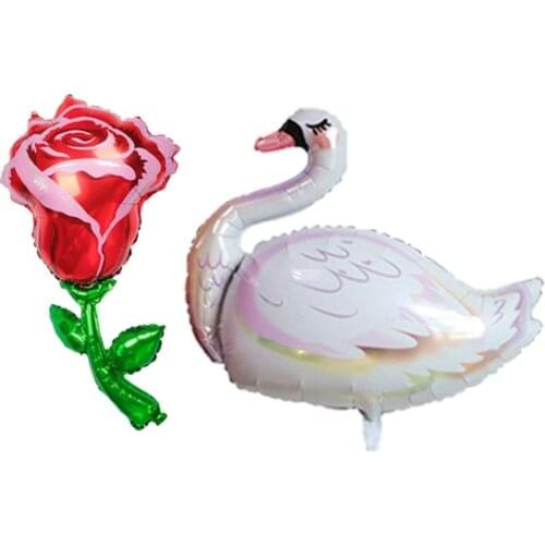 Rose Swan Princess Mylar Foil Balloon Baby Shower Backdrop Glitter Rose Flowers Decoration for Kids Ballet Girls Newborn Babies