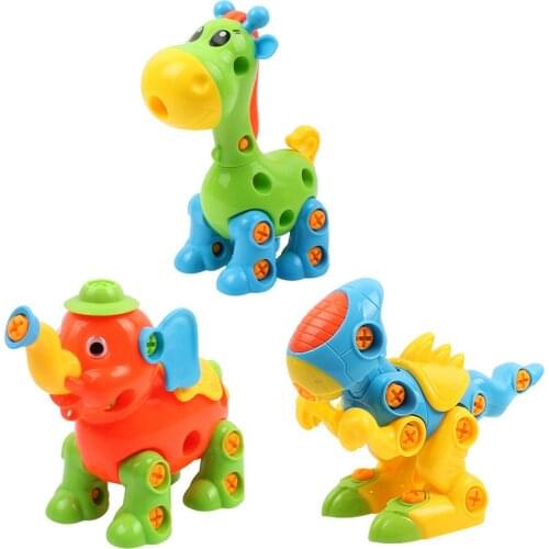 Take Apart Toys Kids Cute Animal DIY 3D Puzzle Assemble Building Educational Pretend Play Toy with Screwdriver for Toddlers Gift