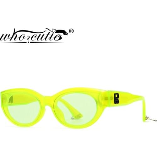Vintage Small Oval Sunglasses Women 2020 Brand Design Fluorescent Green Leopard Frame Fashion Cool Sun Glasses Shades Men S342