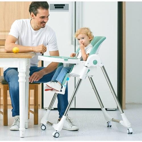 Newborn Baby Chair Upgrade With Wheels Portable Infant Seat Adjustable Folding Baby Dining Chair High Chair Baby Feeding Chairs