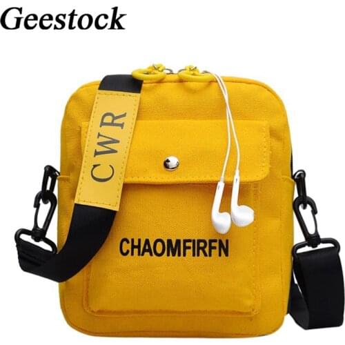 Geestock Fashion Shoulder Bag for Women Solid Color Canvas Crossbody Bags Casual Outdoor Bag Handbag Zipper Messenger Bags