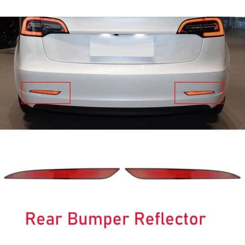 LED Car Rear Bumper Reflector Light Driving Brake Lamp Taillight Rear Bumper Light Sticker Trim for Tesla Model 3