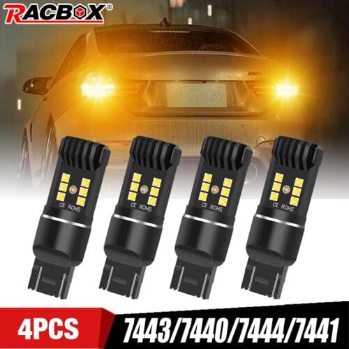 T20 Turn Signal Light 7443 7440 7444 7441 LED Bulbs Auto Parking Light Clearance Light Tail Brake Light Yellow Light 1600LM 12V