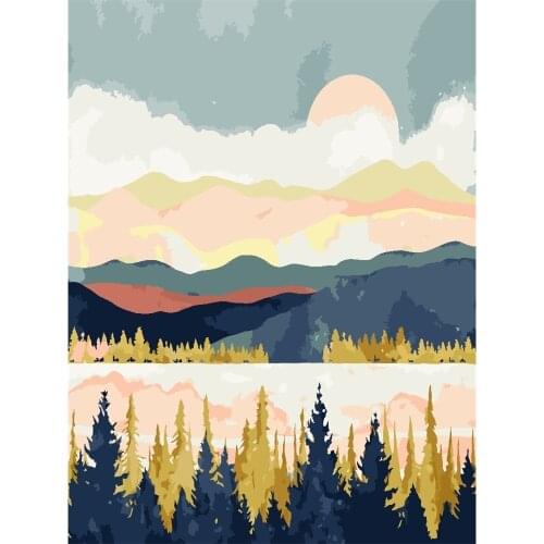 Landscape Mountain Sunrise DIY Cross Stitch 11CT Embroidery Kits Needlework Craft Set Printed Canvas Cotton Thread Sale