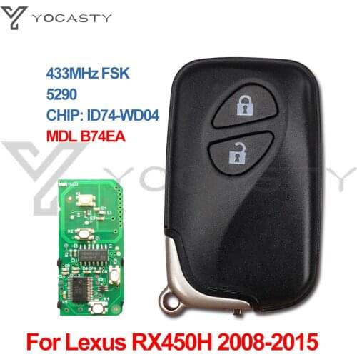 YCOASTY 2Buttons 433MHz ID74 PCB 5290 Smart Key Keyless Go Entry For Lexus CT200H RX350 RX450H Replace The Genuine Key MDL B74EA