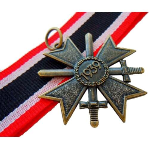 WWII WW2 GERMAN MERIT CROSS FIRST CLASS INSIGNIA SWORDS BADGE WITH RIBBON