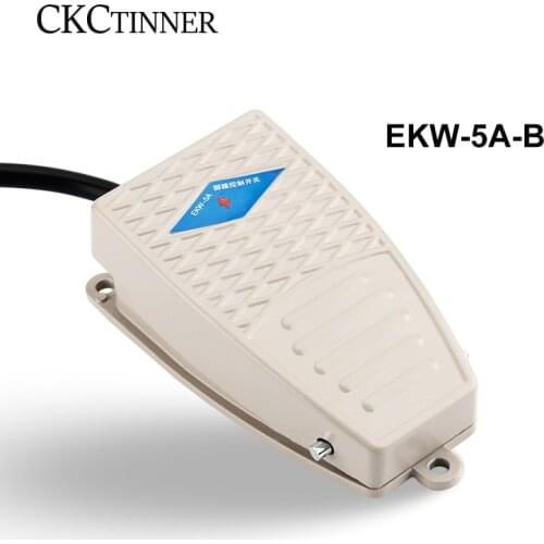 1PCS EKW-5A-B Instantaneous Control Foot Switch Aluminum Shell Self-resetting Silver Contact Control With Wire Power Supply