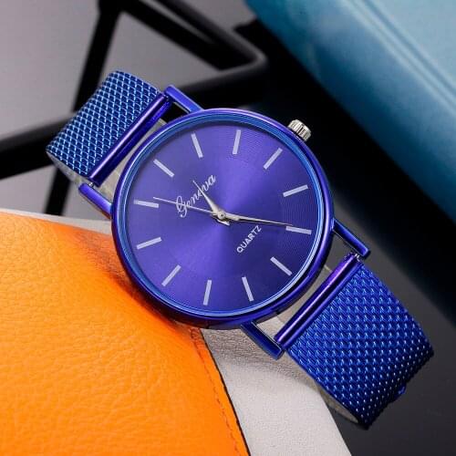 2020 Womens Watch Casual Geneva Ladies Analog Quartz WristWatch Minimalist Dial Mesh Strap Female Clock Gift Zegarek Damski &50