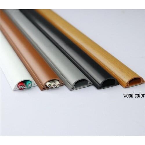 4pcs ( 50cm/pc) Plastic Cord Duct Cover Wire Management Cable Raceway Wood color for 3 wires Free Shipping