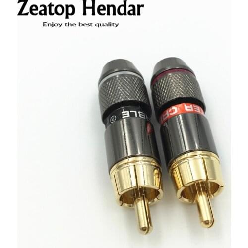 4Pcs High Quality Copper RCA Male Plug Adapter Audio Phono Solder Connector for Speaker Cable Amplifiers Support 6MM Cable
