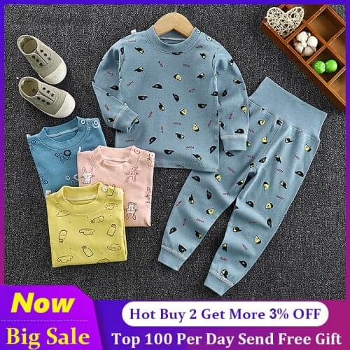 Kids Pajamas Cotton 100% Baby Clothing Cartoon Sleepwear Suit Autumn Nightwear Boys Girls Animal Pyjamas Pijamas Set Clothing