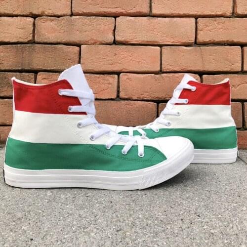 Wen Design Hand Painted Sneaker Hungary Flag High Top Men Womens Canvas Shoes Adult Athletic Skateboarding Shoes Gifts