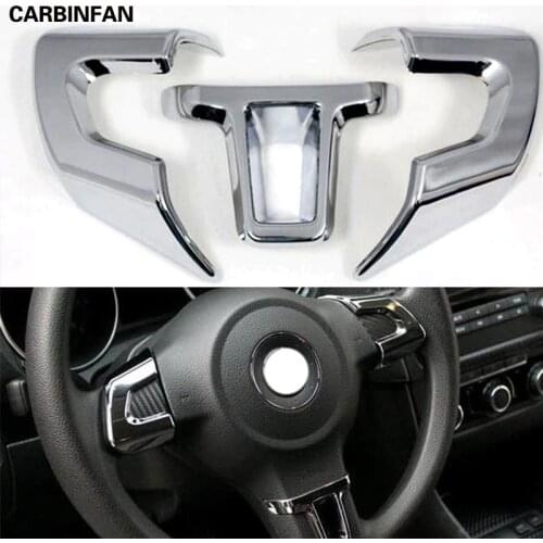 For VW 2009-2013 Golf 6 Mk6 Bora / 2011-2014 VW Polo Jetta Eos 2012 Touran Caddy Steering Wheel Sticker Cover Inserts Trim 3PCS