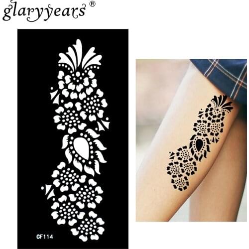 Glaryyears Henna Tattoo Stencil Floral Pattern Paste Drawing Lady Hot Body Art Tattoo Stencil Sexy Product Waterproof HN-CF114