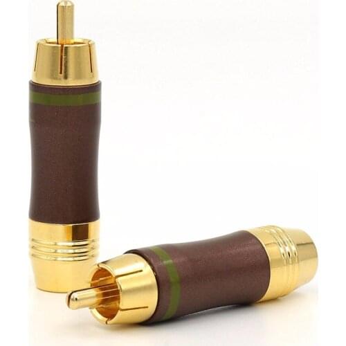 HIFI 4pcs RCA Plug Connector, RCA Audio Cable HIFI Coaxial Cable Gold Plated audio interconnect Cable connector jack
