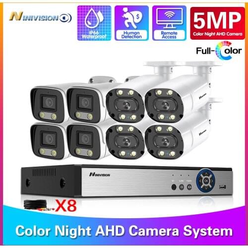 8 Channel CCTV Camera Security System 5MP DVR Kit 5MP Outdoor Full Color Night Vision AHD Camera Video Surveillance System Kit