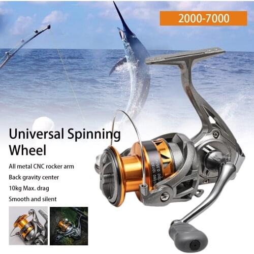 Metal Rocker Fishing Reel Spinning Reel 5.2:1 Gear Ratio 10KG Max.Drag Carp Fishing Reel Saltwater Freshwater Fishing Tackle