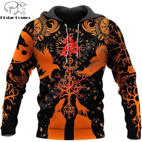 Beautiful Viking symbol Tattoo Raven 3D All Over Printed Mens Hoodie Fashion Unisex Casual Streetwear Jacket Tracksuits DK073