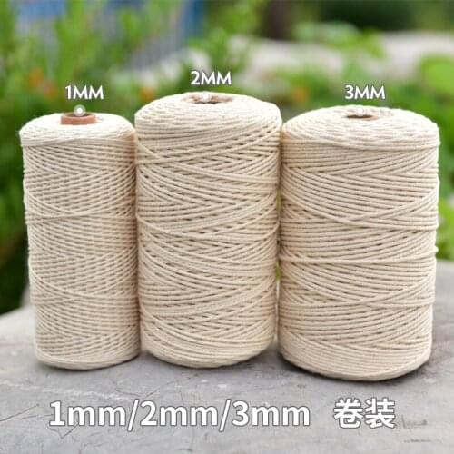 Hot Sale 3mm 4mm 5mm 6mm Macrame Rope Twisted String Cotton Cord For Handmade Natural Beige Rope DIY Home Wedding Accessory Gift