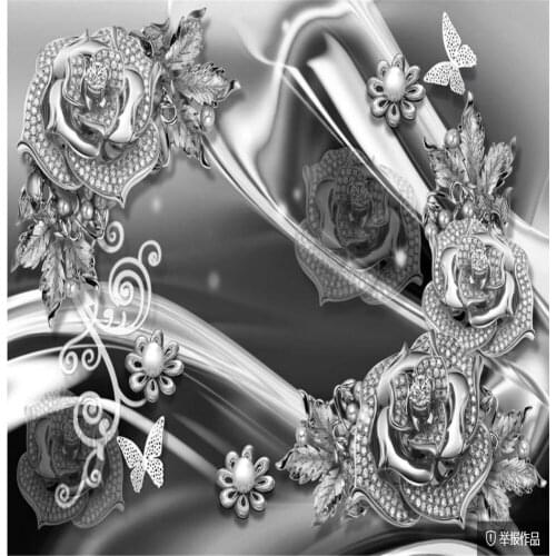 Metal jewelry flower wallpapers 3D embossed mural background wall modern wallpaper for living room