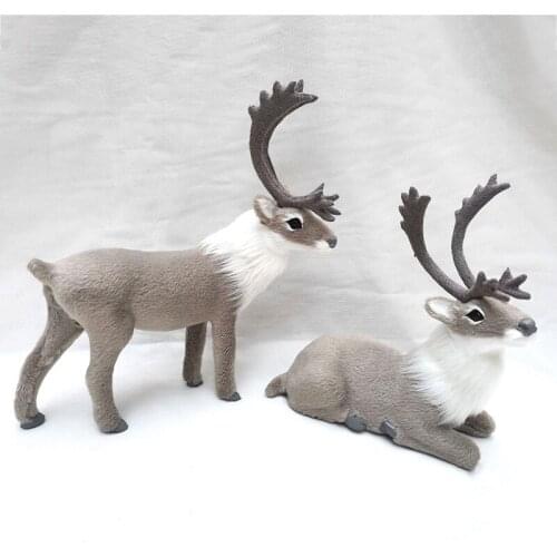 Simulation Mini Christmas Elk Ornaments For Home Christmas New Year Decorations Kids Gifts Photo Props Garden Miniatures Prop