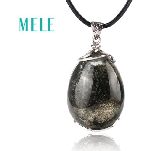 MELE natural green ghost phantom garden crystal pendant for women and man,36X25mm water drop