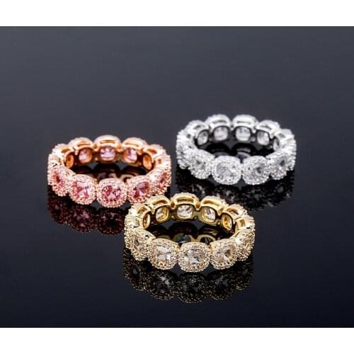 Hip Hop Claw Set AAA+ Cubic Zirconia Women Men 1 Row CZ Tennis Finger Rings Bling Iced Out Rapper Jewelry Drop Shipping