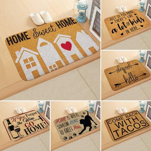 Hand-drawn Text Doormat Anti-slip Absorb Water Bath Mat Bathroom Kitchen Bedroon Floor Mat Entrance welcome mat 40*60cm