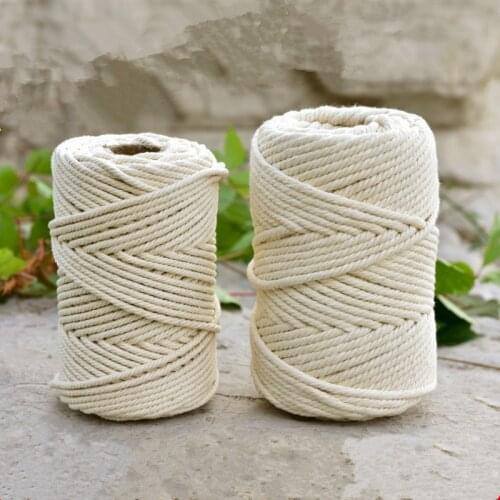New 1-10mm Beige Cotton Twisted Braided Cord Rope Diy Handmade Home Textile Accessories Craft Macrame String Wedding Decoration