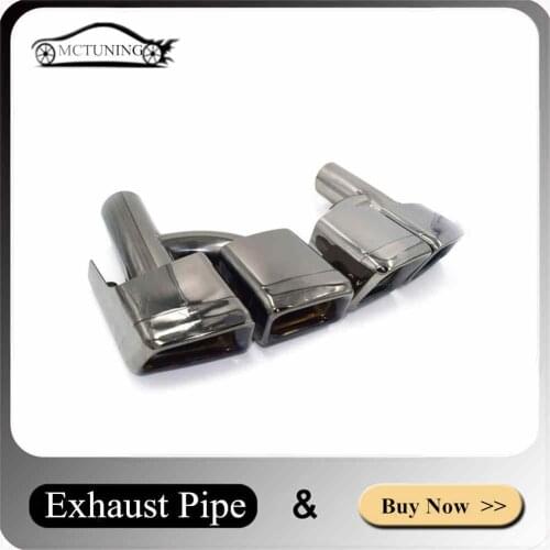 One Pair Black Stainless Steel Muffler Tip For Me-rcredes Be-nz W212 E200 E260 E300 Change E63 AMG Nozzes Exhaust Pipe