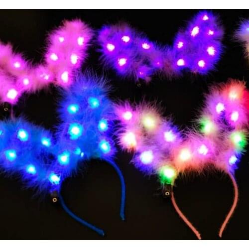 LED Light Up Headband Lady Light-Up Bunny Rabbit Ears Headband Glowing Hair Band For Holiday Party Headwear Gift #2