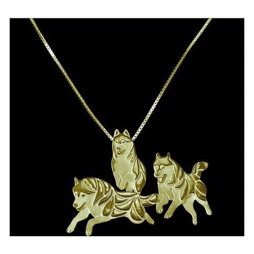 Drop shipping-Siberian Husky in action Pendant Necklace