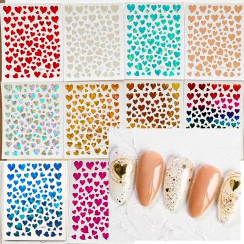 Rainbow Gold Love Nail Art Sticker Valentines Day Hot Stamping Silver Nail Art Decoration Decal DIY Accessories Set 9PCS